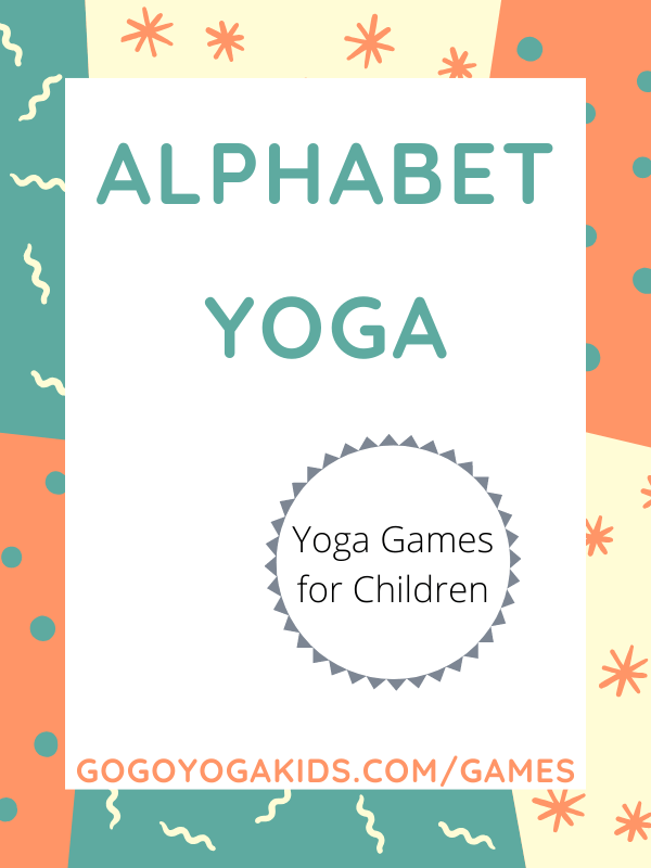 YOGA - Colorful block letters with letter A as yoga pose